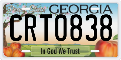 GA license plate CRT0838