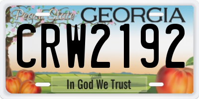 GA license plate CRW2192