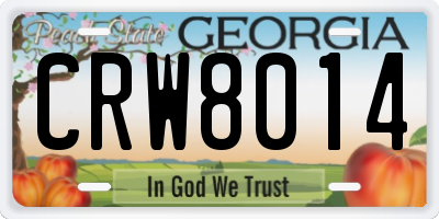 GA license plate CRW8014