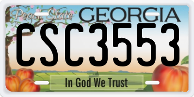 GA license plate CSC3553