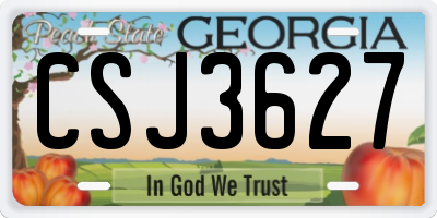 GA license plate CSJ3627
