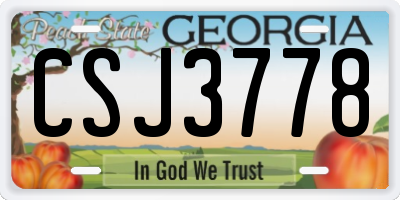 GA license plate CSJ3778