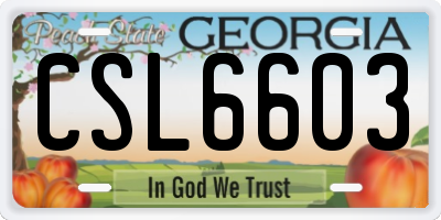 GA license plate CSL6603