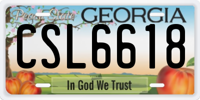 GA license plate CSL6618