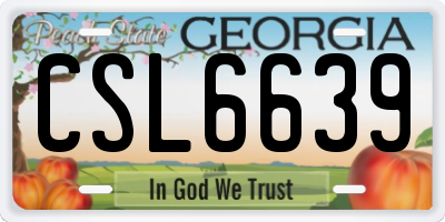 GA license plate CSL6639