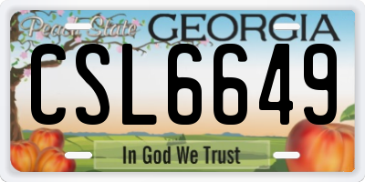 GA license plate CSL6649
