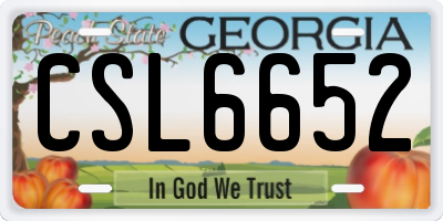 GA license plate CSL6652