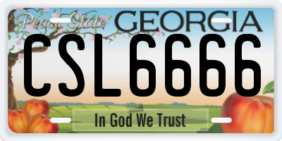 GA license plate CSL6666