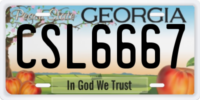 GA license plate CSL6667