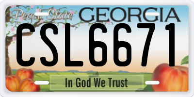 GA license plate CSL6671
