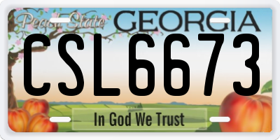 GA license plate CSL6673