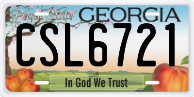 GA license plate CSL6721