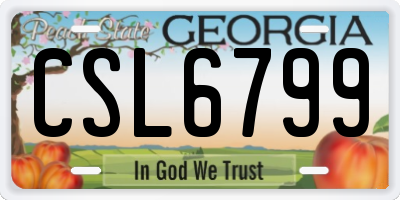 GA license plate CSL6799