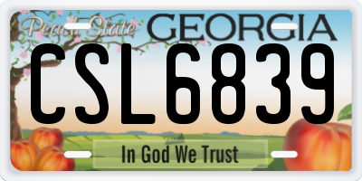 GA license plate CSL6839