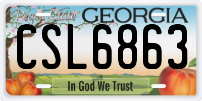 GA license plate CSL6863