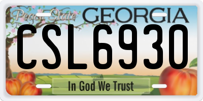 GA license plate CSL6930