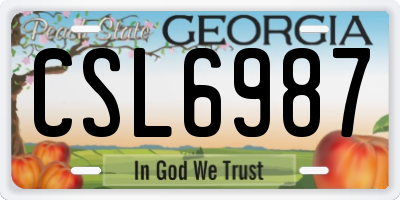 GA license plate CSL6987