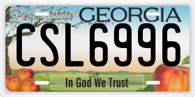GA license plate CSL6996