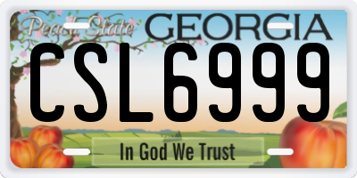 GA license plate CSL6999