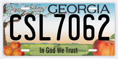 GA license plate CSL7062