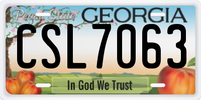GA license plate CSL7063