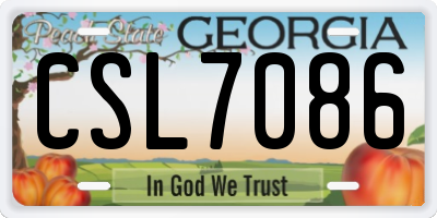 GA license plate CSL7086