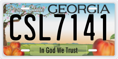 GA license plate CSL7141
