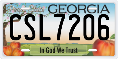 GA license plate CSL7206