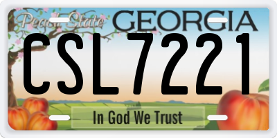 GA license plate CSL7221