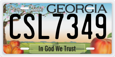 GA license plate CSL7349