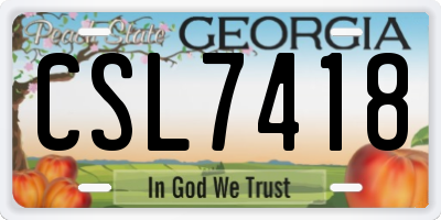 GA license plate CSL7418