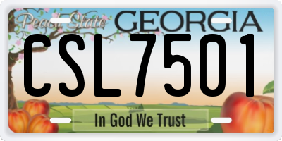 GA license plate CSL7501