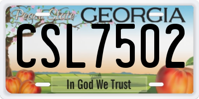 GA license plate CSL7502