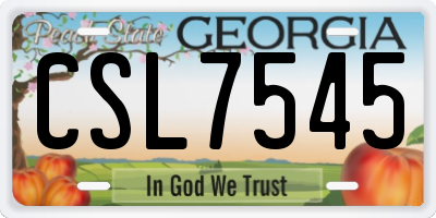 GA license plate CSL7545