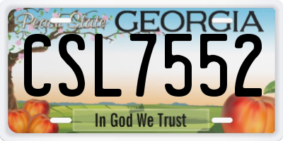 GA license plate CSL7552