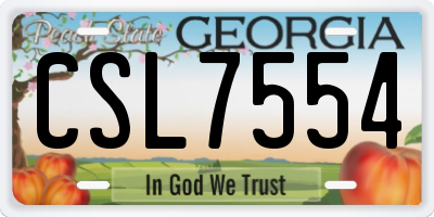 GA license plate CSL7554