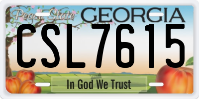 GA license plate CSL7615