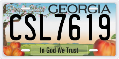 GA license plate CSL7619