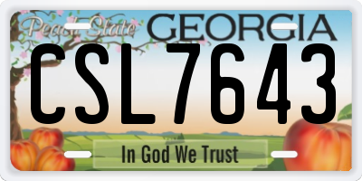 GA license plate CSL7643