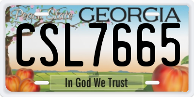 GA license plate CSL7665