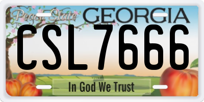 GA license plate CSL7666