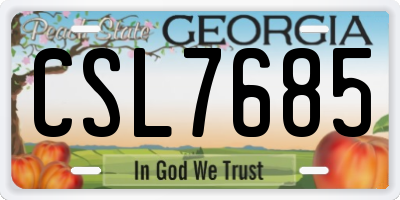 GA license plate CSL7685