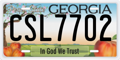 GA license plate CSL7702