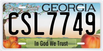 GA license plate CSL7749