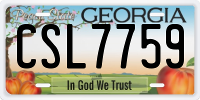 GA license plate CSL7759