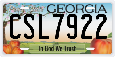 GA license plate CSL7922