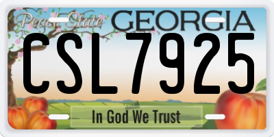 GA license plate CSL7925