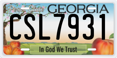 GA license plate CSL7931