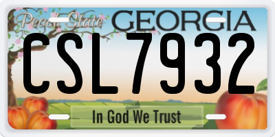 GA license plate CSL7932