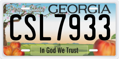 GA license plate CSL7933